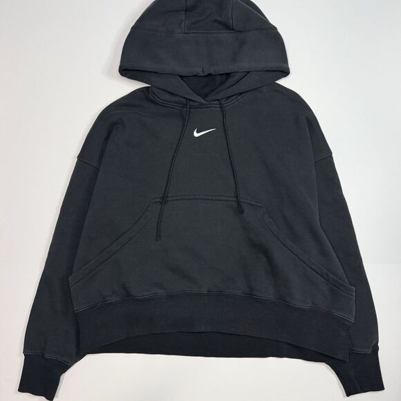 Nike Other - Nike Center Swoosh Hoodie Black Oversized Pullover Y2K Grunge‎ Streetwear Size S